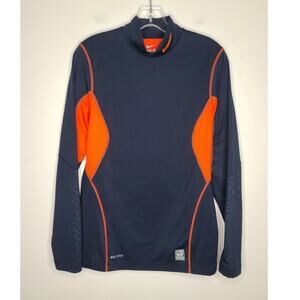 Nike Pro Combat blue orange long sleeve mock turtleneck shirt - small